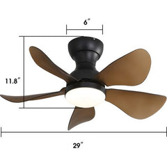 Sofucor 73,5 cm kleine moderne plafondventilator met afstandsbediening, gelijkstroom, 6 snelheden - zwart