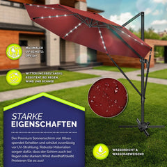 tillvex® Premium Aluminium Parasol Ø300 cm Rood + Hoes & Windbescherming | Zweefparasol, 6-voudig verstelbaar met slinger | Tuinparasol, 360° draaibaar, kantelbaar | Parasol met slinger, UV50+, Groot, Waterdicht