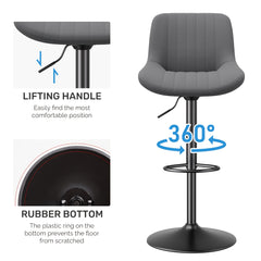 Barkrukken set van 2 - Barstoel met rugleuning - Barkruk - Barstoelen - Grijs - Kerilyn