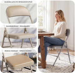 Klapstoelen - Vouwstoelen - Set van 4 - Eettafelstoelen - Kaki