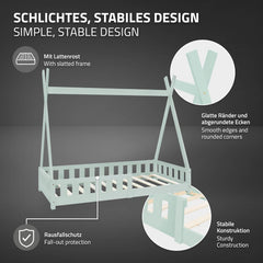 Kinderbed - Peuterbed - Tipi bed - 80x160 cm - Mint - ML-Design •