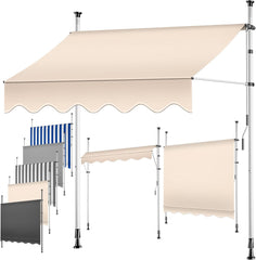 KESSER® Klemluifel - Balkonluifel zonder boren - 150cm - Verstelbaar - Beige