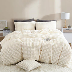 Beddengoed - Dekbedovertrek - 220 x 240 - Beige - Freyamy Pluche