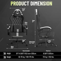 Ergonomische Bureaustoel -  Office Chair - Gamestoel - Volwassenen - Zwart/Wit - ST