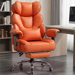 COMHOMA Ergonomische gamingstoel, bureaustoel, 180 kg, met verstelbare lendensteun en voetensteun, hybride design van kunstleer en mesh, 150° verstelbare rugleuning, hoge managersstoel, Oranje - CH910