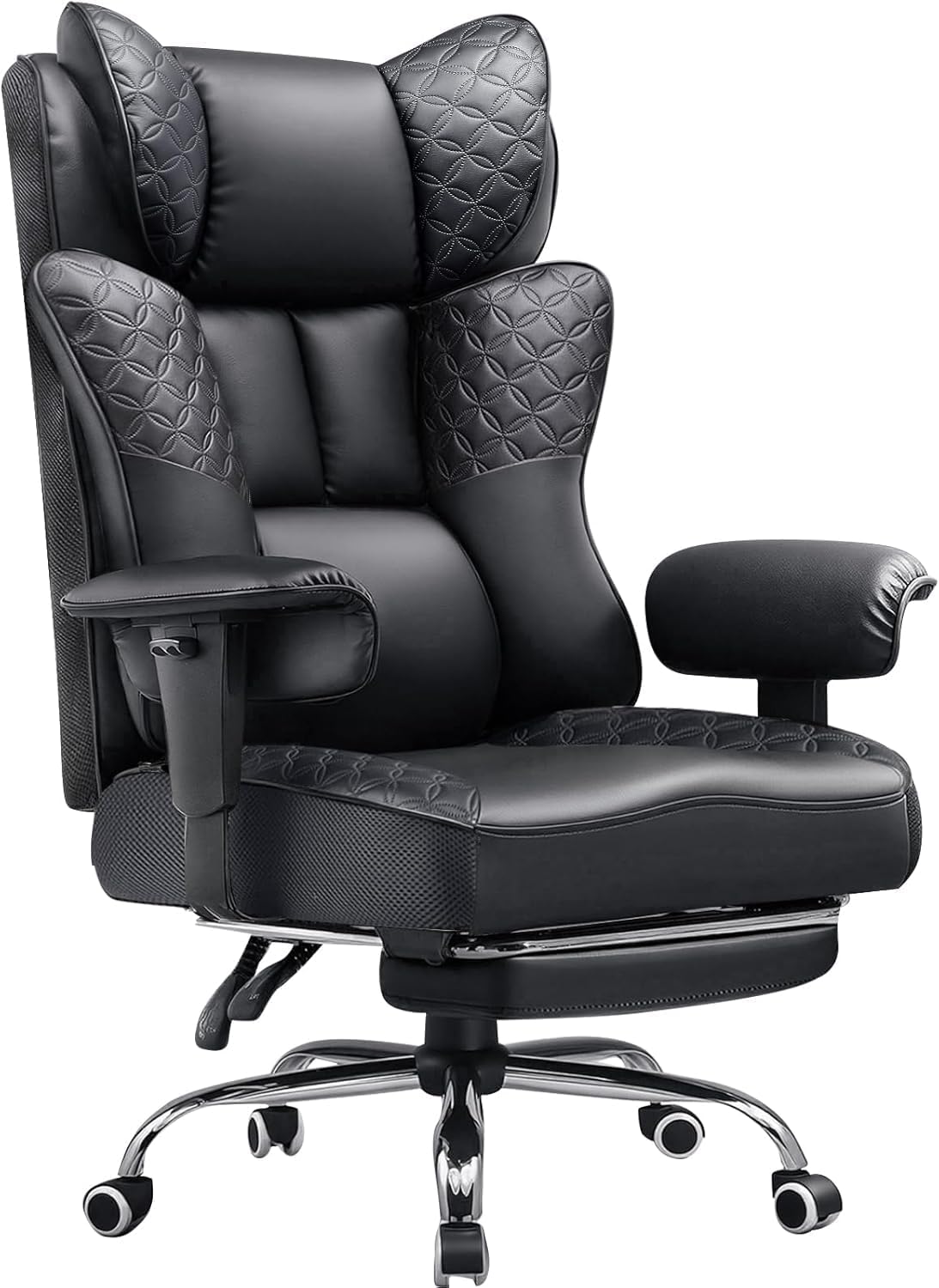 GTRacing CH610-BLACK Gamingstoel, Bureaustoel, Elegant reliëfdesign, Geïntegreerde opbergvakken, Lendensteun, Voorkomt lage rugpijn, Stoel, 150 graden verstelbare rugleuning, Verhoogde armleuningen