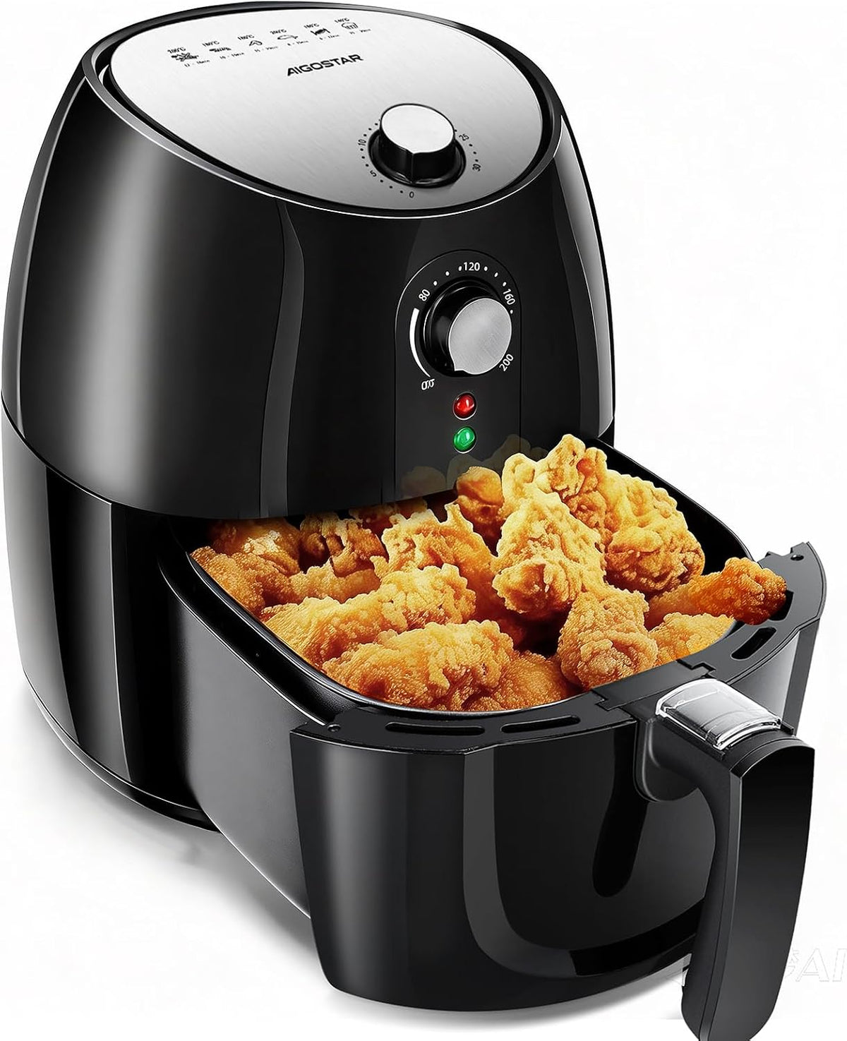 Heteluchtfriteuse, 3,5 liter, 1500 watt, friteuse met vet, perfect voor kleine huishoudens, 30-tijd, zonder olie, fryer, afneembare frituurmand, automatische uitschakelfunctie, zwart