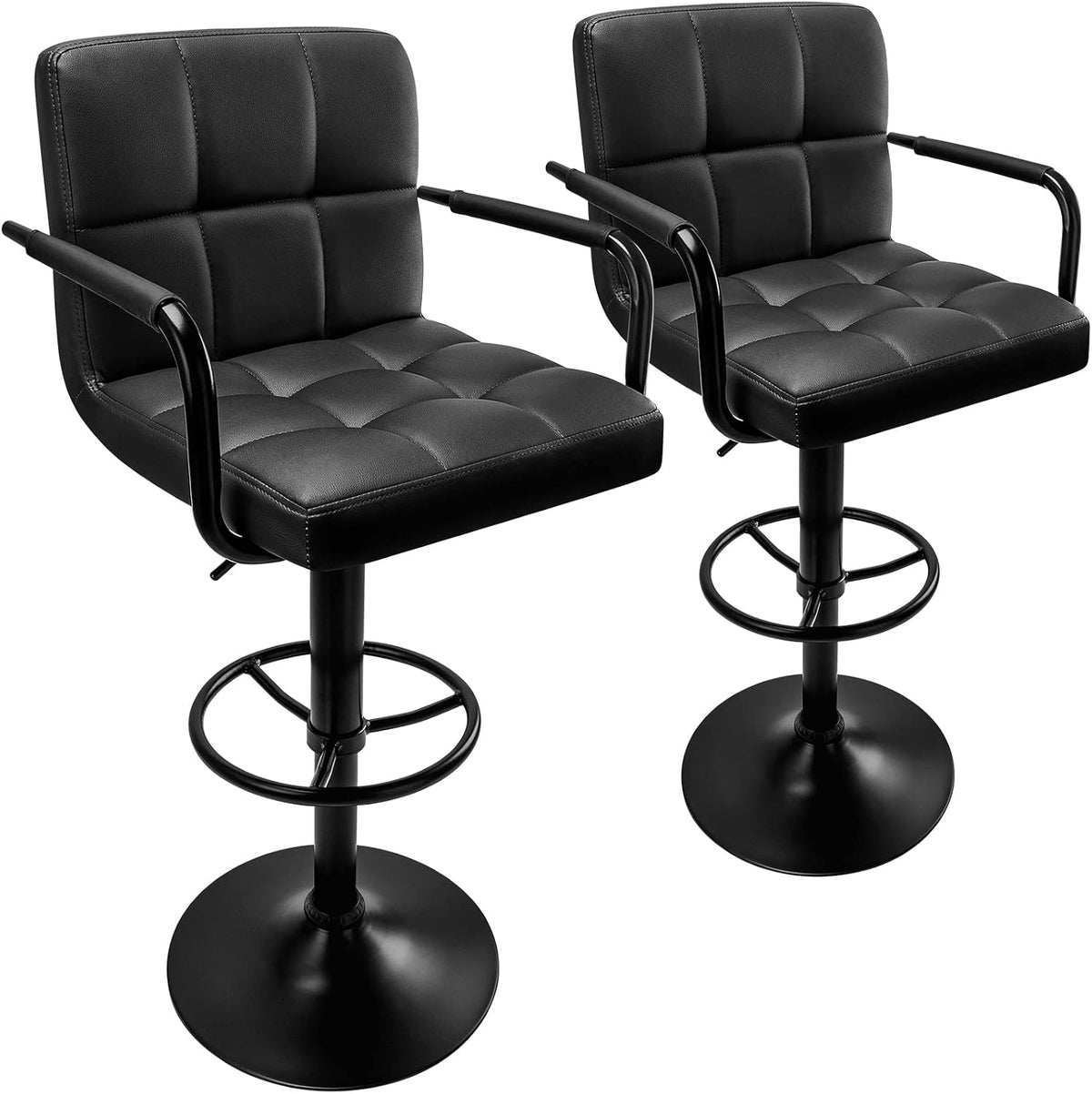 Barkrukken set van 2 - Barstoel met rugleuning - Barkruk - Barstoelen - Zwart - Huracan
