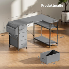 Bureau - Computertafel - Computerbureau - 120x78 cm - Grijs