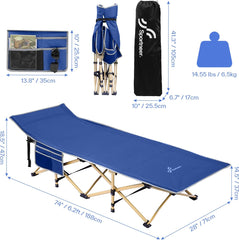 Veldbed, logeerbed, inklapbaar, 188 x 71 x 37 cm, tot 204 kg, campingbed, extra breed, voor camping, reizen, tuin, outdoor, binnen