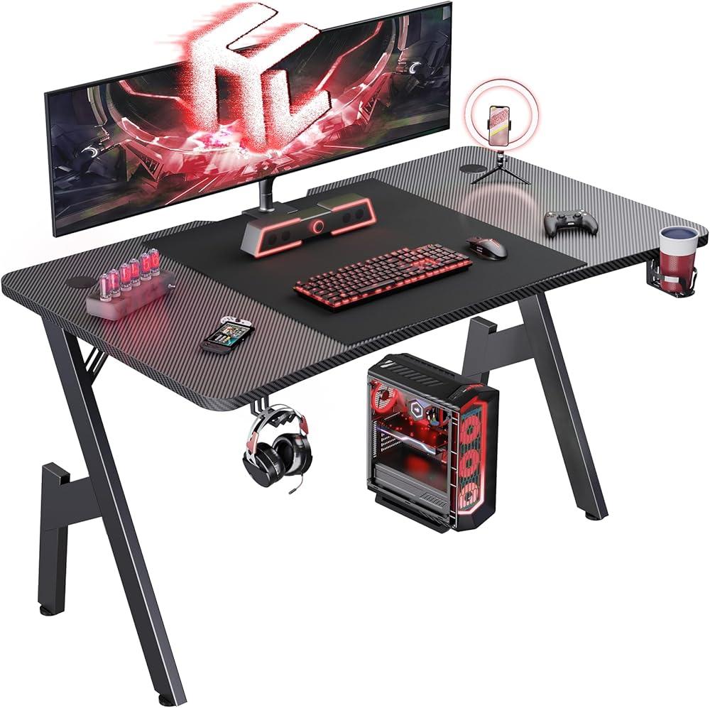 Gaming bureau - Gaming desk - Gaming tafel - 120x60 cm - Zwart - HLDIRECT