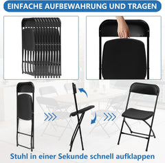Klapstoelen - Vouwstoelen - Set van 6 - Eettafelstoelen - Zwart