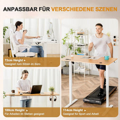 COMHOMA In hoogte verstelbaar bureau, 160 x 70 cm, met USB-aansluiting en haak, elektrisch verstelbare computertafel, sta-zittafel, sta-bureau, bruin