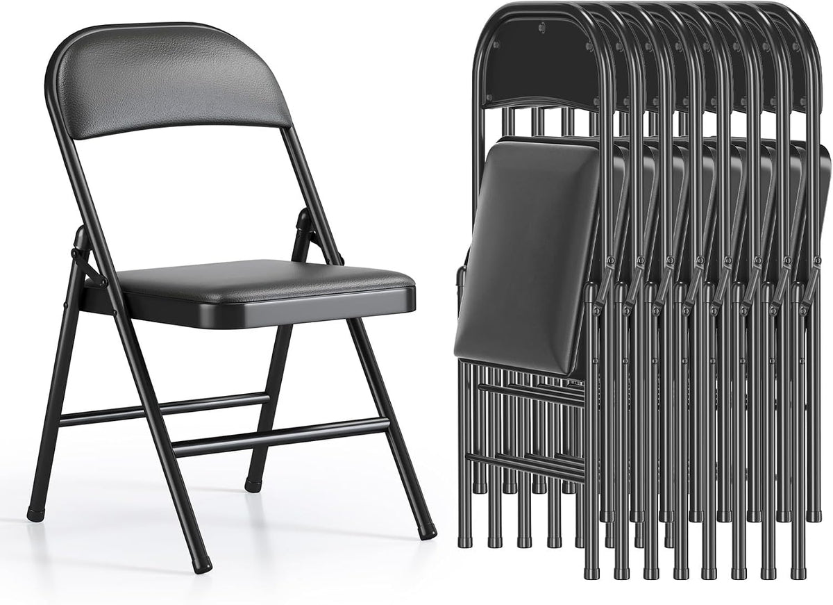 Klapstoelen - Vouwstoelen - Set van 8 - Eettafelstoelen - Zwart