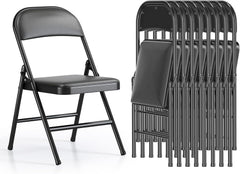 Klapstoelen - Vouwstoelen - Set van 8 - Eettafelstoelen - Zwart
