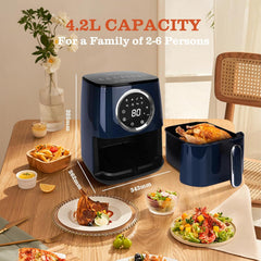 Taylor Swoden Heteluchtfriteuse, 4,2 l, 8-in-1 heteluchtfriteuse, zonder olie, heteluchtfriteuse voor 4-6 personen, timer van 60 minuten, airfryer, 1400 W, kabelopslag, BPA-vrij