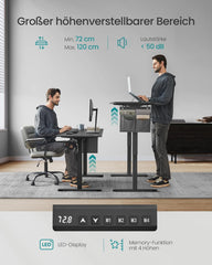 SONGMICS Elektrisch bureau - 140x60cm - Verstelbaar - Zwart