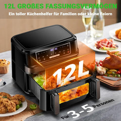 Airfryer XXL - Heteluchtfriteuse - 12L - 2600W - Zwart - EMPHSISM