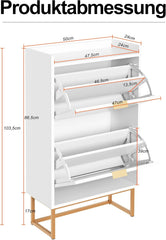 UEV Schoenenkast met 2 kleppen, smal, schoenenkast voor hal en woonkamer, schoenenkast met kantelbeveiliging, verstelbare scheidingswanden voor verschillende soorten schoenen, 50 x 24 x 103,5 cm