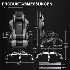Ergonomische Bureaustoel -  Office Chair - Gamestoel - Volwassenen - Grijs - GTPLAYER