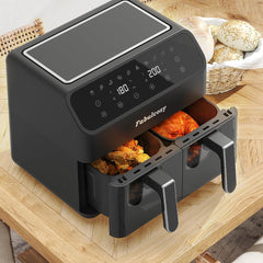 Airfryer XXL - heteluchtfriteuse - 9L - Dubbele Airfryer - Zwart - Fabulcozy