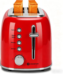 Aigostar Broodrooster met 2 schijven, 4 cm extra brede toastsleuven, 4 functies, retro broodrooster met 6 bruiningsniveaus, uitneembare kruimellade, roestvrij staal