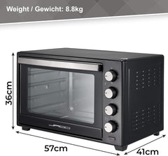 Mini oven - Vrijstaand - 48 Liter - 2000W - Zwart - Jago®