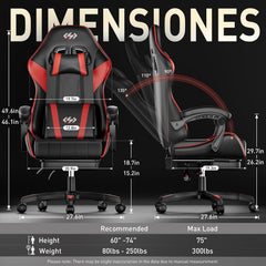 Ergonomische Bureaustoel -  Office Chair - Gamestoel - Volwassenen - Zwart/Rood - HLDIRECT •