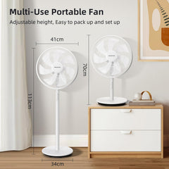Aigostar Brisk Staande ventilator en tafelventilator, 2-in-1, 7 bladen, 3 snelheden, verstelbare hoogte, 45 W, 90 graden oscillatie, staande ventilator, stil, wit