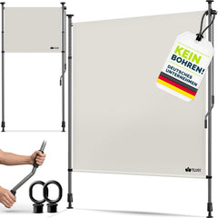 tillvex Klemluifel, verticale luifel met handslinger, zonder boren, inkijkbescherming, uittrekbaar en ondoorzichtig, verticale zonwering, terras, tuin, inkijkbescherming, weerbestendig, beige, 150x310cm