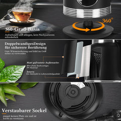 Taylor Swoden 2200 W waterkoker, snelopwarmer, met temperatuurinstelling, 40-100 graden, elektrische waterkoker, 2 l, dubbelwandig roestvrij staal, digitale warmhoudfunctie, zwart