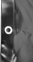 Jago® Afdekzeil, 650 g/m², 4x5 m zwart, waterdicht en scheurvast, met oogjes, kleurkeuze, pvc-beschermend zeil, vrachtwagenzeil, geweven zeil,