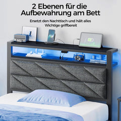 Bedframe met lattenbodem - 90x200 cm - Metaal - Zwart - Seventable