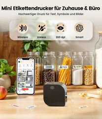 Phomemo P12 labelprinter: Bluetooth labelapparaat, zelfklevend voor keuken, kruidenpotjes, voorraadblikjes, kleding, waterdicht, huishoudorganisatie, cadeau voor huisvrouwen en ouders