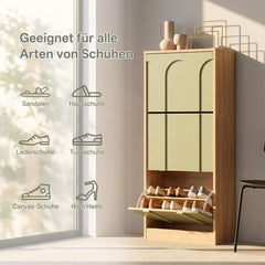 UEV Smalle schoenenkast met 3 kleppen, modern schoenenrek (groen)