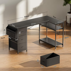 Bureau - Computertafel - Computerbureau - 140x78 cm - Zwart