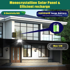 Aigostar - Ledspot op zonne-energie voor buiten met afstandsbediening, 200 W, 15000 mAh, grote capaciteit batterij en groot zonnepaneel. Led-zonnestraler, 2 m kabel, 6500 K, zonnelampen voor buiten, •