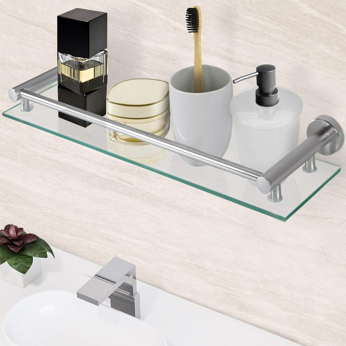Wandplank - Glas - set van 2 - 50 cm - Aquamarin