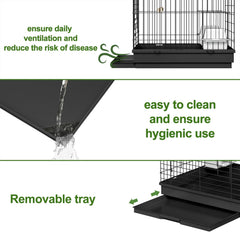 Vogelkooi voor binnen - Vogel kooi parkiet - 40x40 cm - Zwart - SUBTLETY
