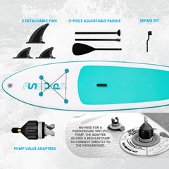 FunWater Stand Up Paddling Board Opblaasbaar SUP-board met peddel, vinnen, reparatieset, ventieladapter