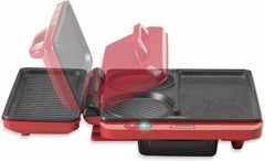Trebs 99362 - Multifunctionele Tafel Grill - Contactgrill met Antiaanbaklaag - Rood
