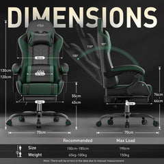 Ergonomische Bureaustoel -  Office Chair - Gamestoel - Volwassenen - Zwart/Groen - HLDIRECT