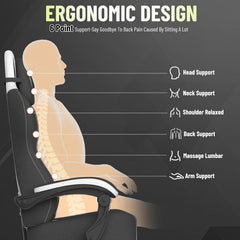 Ergonomische Bureaustoel -  Office Chair - Gamestoel - Volwassenen - Zwart/Wit - ST