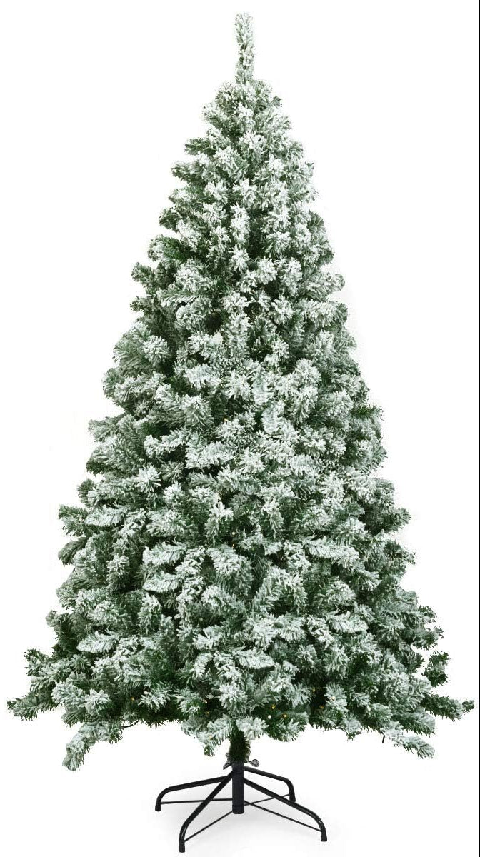 Kunstkerstboom met sneeuw kerstboom met metalen standaard, kerstboom 1000 takken, pvc, kunstboom, kerstklapsysteem voor thuis, kantoor, winkels (180 cm)