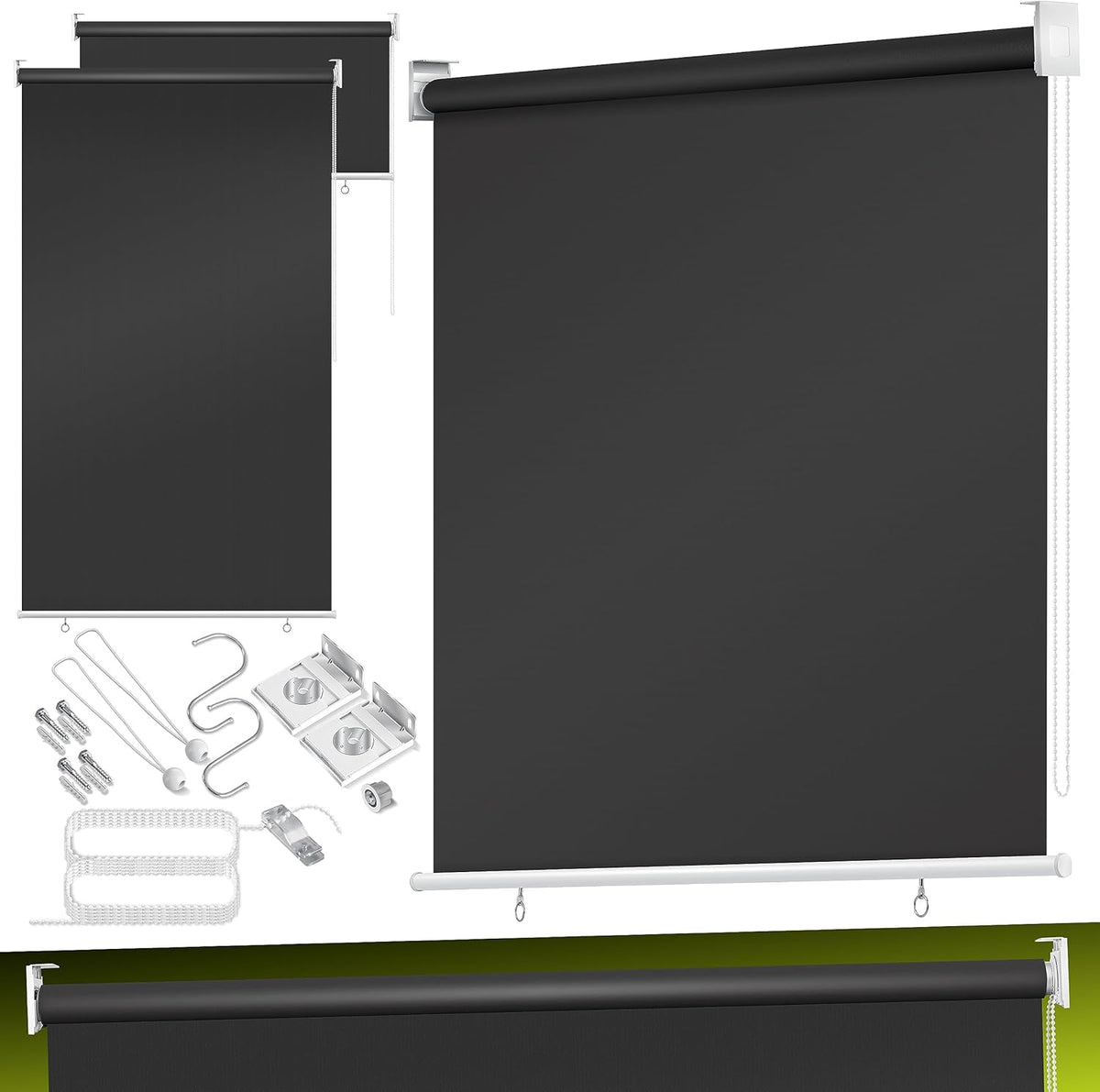 KESSER® Klemluifel - Balkonluifel - Rolgordijn - 140x140cm - Antraciet