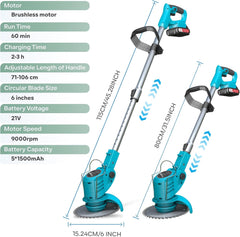 Grastrimmer met accu - Kantenmaaier - Bosmaaier - Blauw - X-COTEC