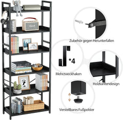 Boekenkast - Boekenrek - Wandkast - 30x60x175 cm - Zwart - Rolanstar