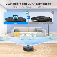Lubluelu Robotstofzuiger met dweilfunctie 3-1, 5000 Pa robotstofzuiger met lasernavigatie, 55 dB robotstofzuiger met wifi/app/Alexa, 150 minuten looptijd, app-bediening, 30 No-Go zones (L15)