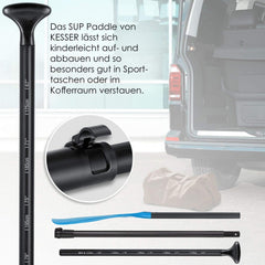 KESSER® Paddle - 3-delig voor kajak SUP stand-up paddling board, steekpeddel, verstelbare telescopische peddel, 165 cm - 215 cm aluminium voor stand-up peddel, kajakken, surfboard, boot, anti-slip