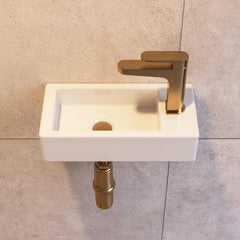DeerValley Kleine hangwastafel kraangat rechts 37 x 18 x 9 cm wit